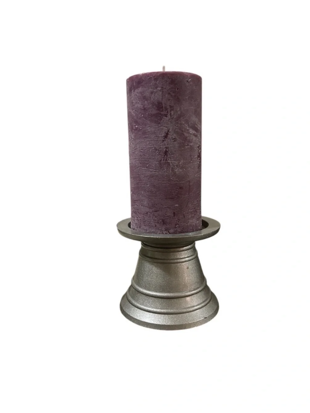 Pottery Barn Vintage 90’s Lavender Candle on Silver metal Holder home decor